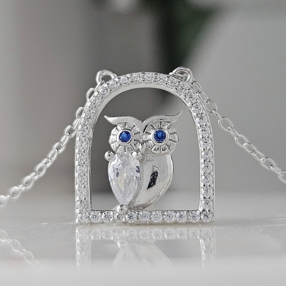 charmed aroma Jewelry - Owl Necklace,  925 Sterling Silver, Vintage Charmed Aroma